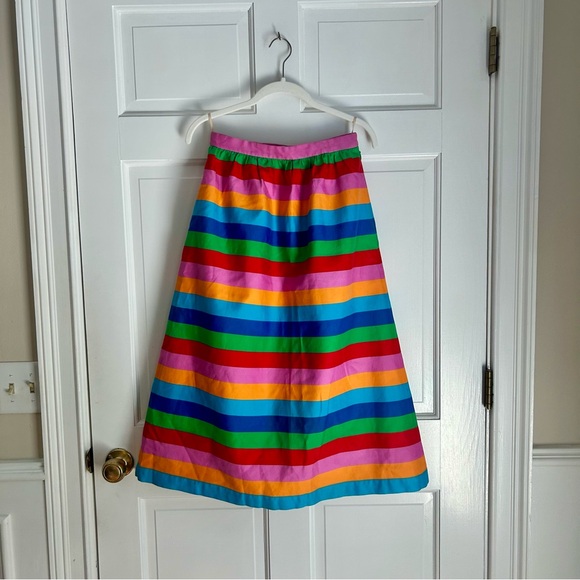 Valentino '1973 Collection' Silk Blend Striped Rainbow Skirt 2015 Resort Size 2 - Picture 3 of 7